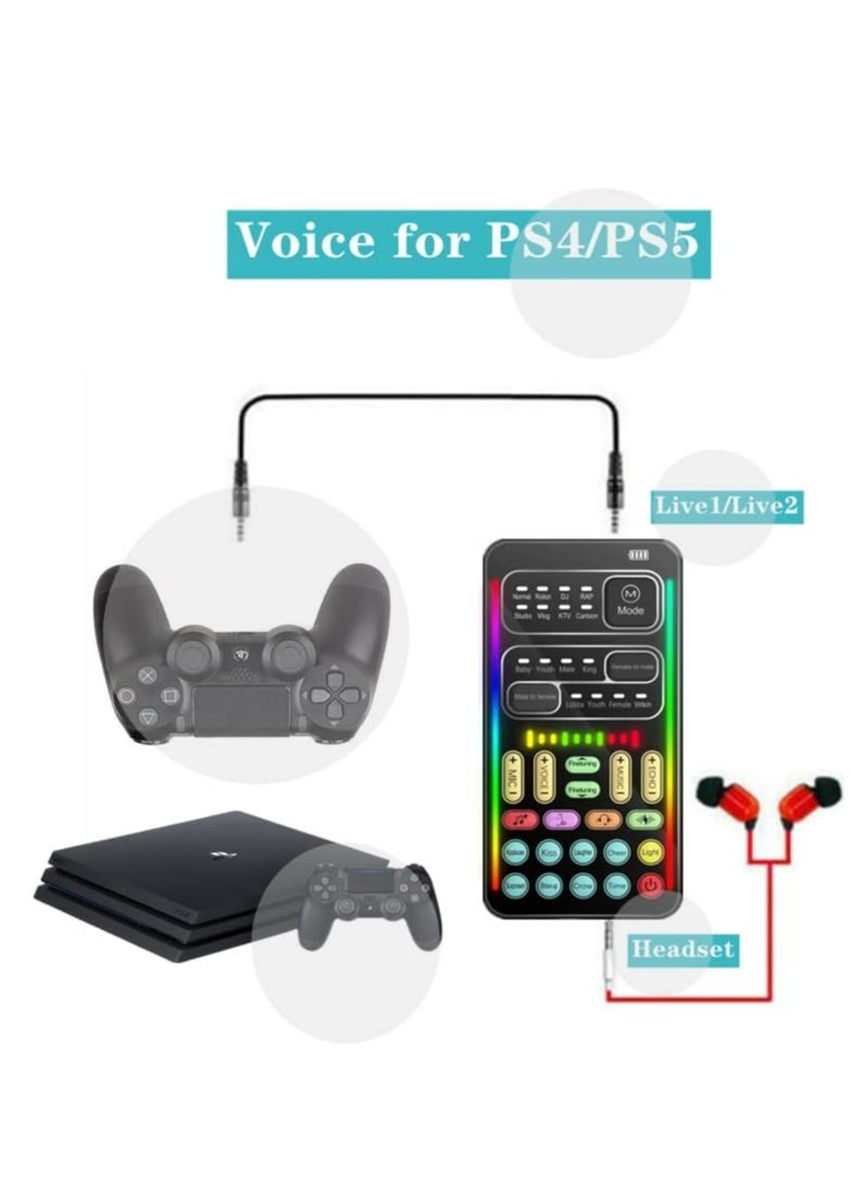 Generic - Portable Voice Changer, 2rd Generation i9 Live Sound Card, Cool Lights Sound Board - Voice Disguiser/Modulator for PS4/PS5/Xbox One/PC/Phone/Laptops with Adjustable Voice Functions - Image 1
