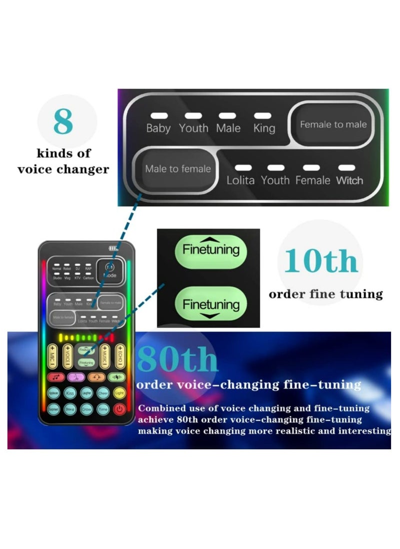 Generic - Portable Voice Changer, 2rd Generation i9 Live Sound Card, Cool Lights Sound Board - Voice Disguiser/Modulator for PS4/PS5/Xbox One/PC/Phone/Laptops with Adjustable Voice Functions - Image 1