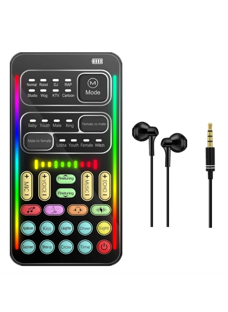 Generic - Portable Voice Changer, 2rd Generation i9 Live Sound Card, Cool Lights Sound Board - Voice Disguiser/Modulator for PS4/PS5/Xbox One/PC/Phone/Laptops with Adjustable Voice Functions - Image 1