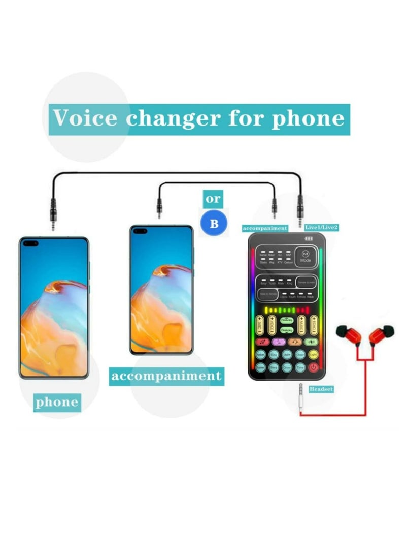 Generic - Portable Voice Changer, 2rd Generation i9 Live Sound Card, Cool Lights Sound Board - Voice Disguiser/Modulator for PS4/PS5/Xbox One/PC/Phone/Laptops with Adjustable Voice Functions - Image 1