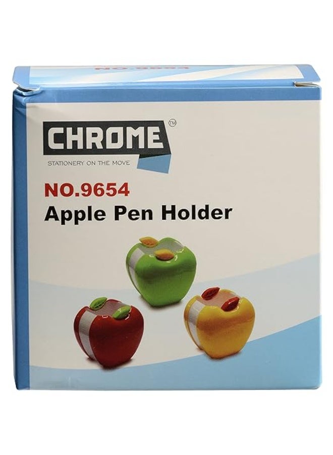 chrome 1 Compartments Plastic Apple Shape Pen Holder Green - Image 2