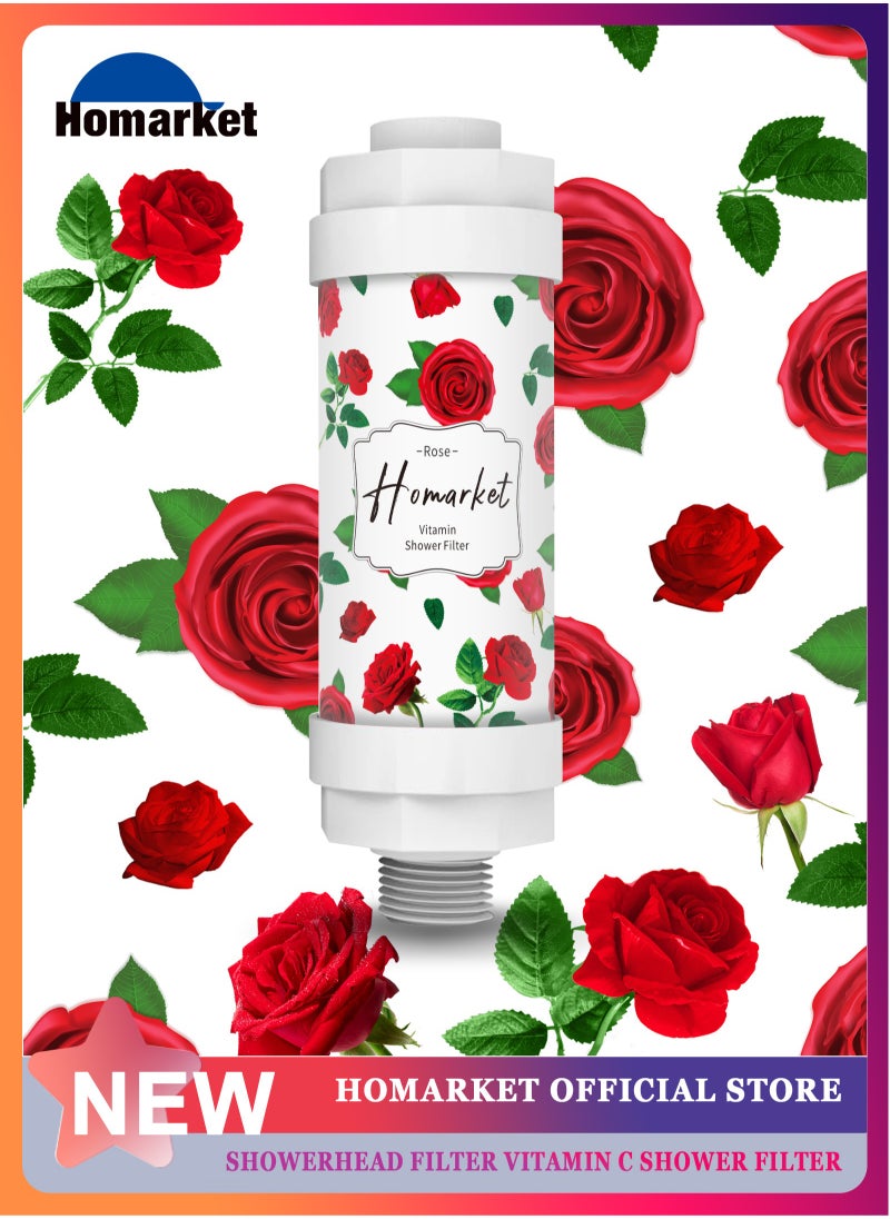 HomarKet Shower Filter - Vitamin C Shower Infuser , Hard Water Softener, Chlorine & Fluoride Shower Filter, Water Purifying Filtered Shower Head with Beads, Helps Dry Skin & Hair Loss (Rose)  - Image 1