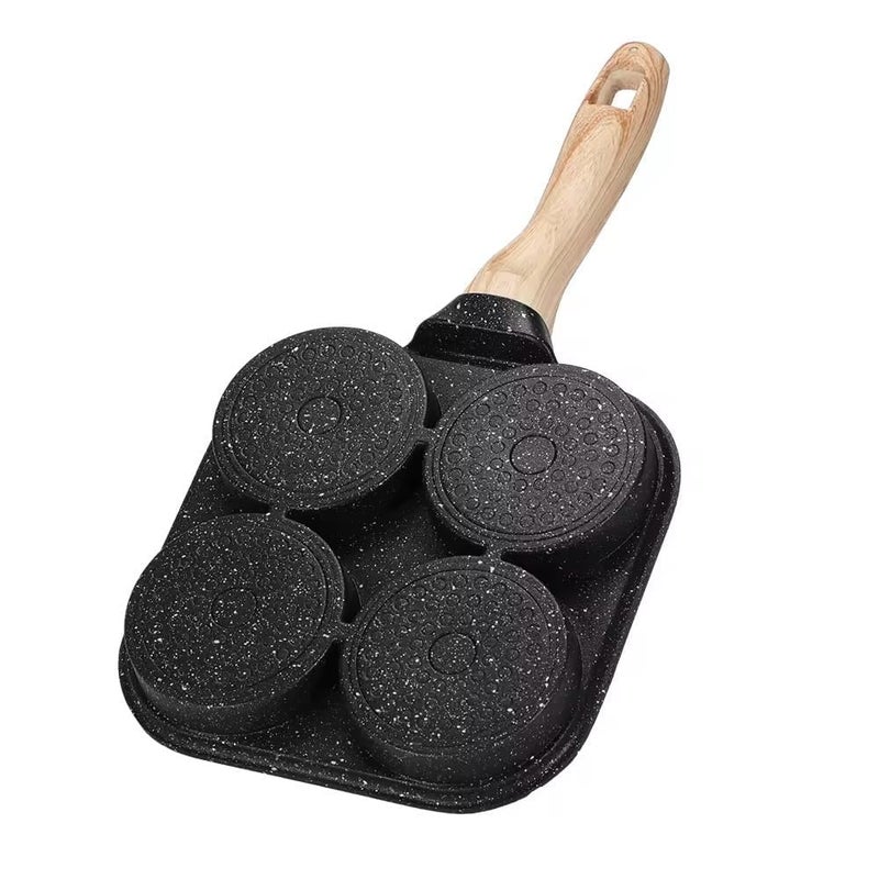 Hidak 4 Cup Egg Frying Pan Nonstick Aluminum Frying Pans Square Egg Cooker Frying Pan 4 Hole Square with Glass Lid - Image 4