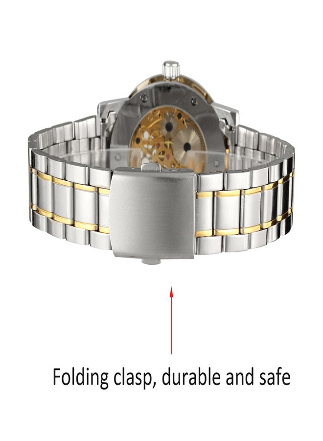 Winner Fashion Men's Watches Skeleton Noctilucent Mechanical Movement Roman Numerals Waterproof Sports Business Analog Dial Stainless Steel Band Strap Wrist Watch for Men/ Silver Band + Black Dial + - Image 3