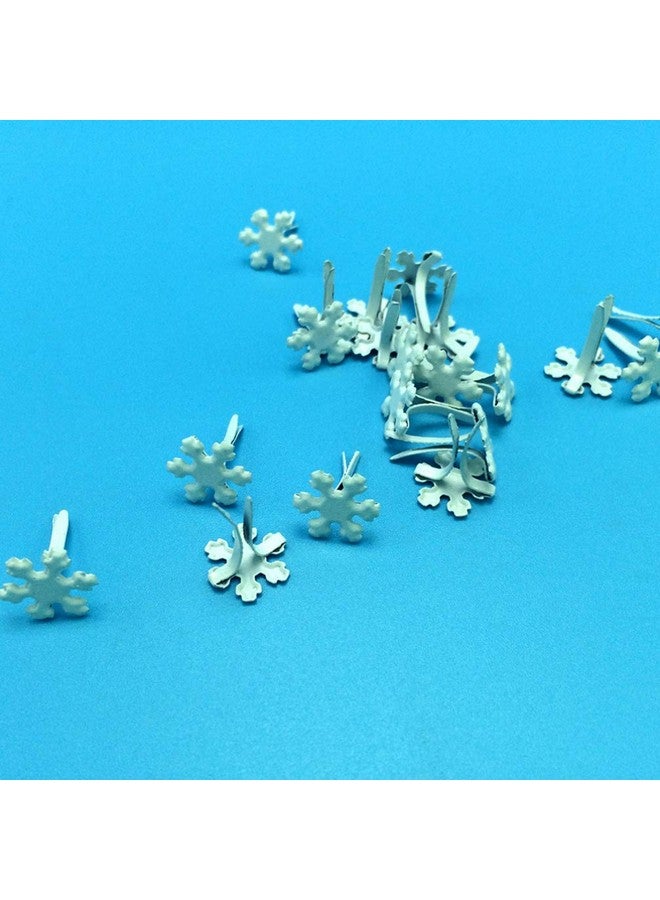 Amosfun 100Pcs Mini Brads Metal Flower Snowflake Brads Scrapbooking Brads Paper Fasteners For Christmas Diy Crafts 12Mm - Image 3