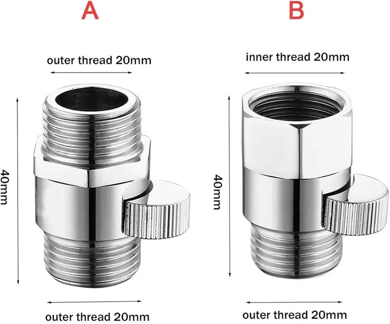 Bathroom Shower Bath Water Tap Accessory Brass Junction Flow Control Valve Diverter Shut-off Angle(A1) - Image 5