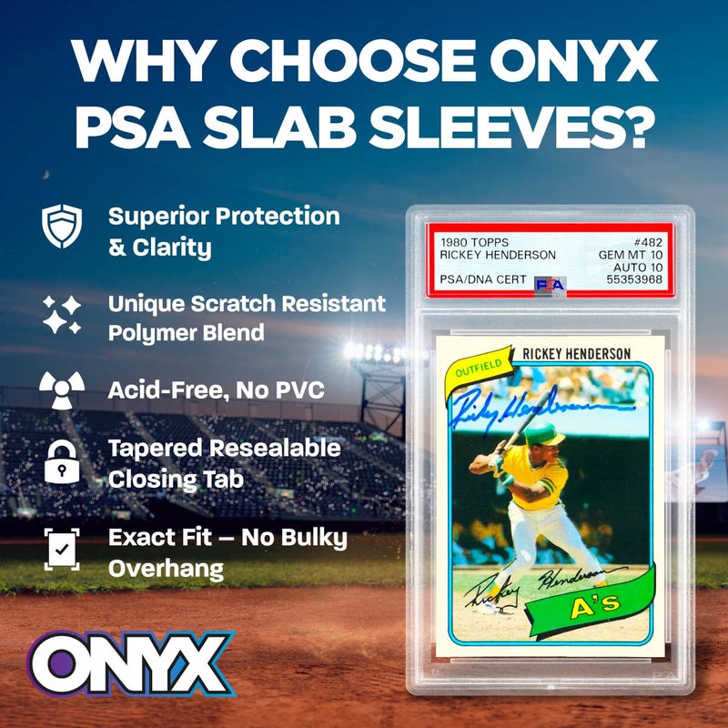 ONYX PSA Slab Sleeves - Graded Card Sleeves, PSA Perfect Fit Clear Cards Sleeves, Card Protector Sleeves, Exact Fit Plastic Trading Bags, Cover Guard Saver Holder Sleeve Grading Baseball, Sports, MTG - Image 2