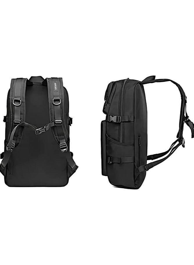 Ozuko 9479 Waterproof High Capacity Zipper Backpack With Front Storage Bag And Shoulder Buckle - Black - Image 3