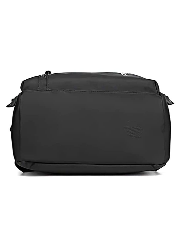 Ozuko 9479 Waterproof High Capacity Zipper Backpack With Front Storage Bag And Shoulder Buckle - Black - Image 4