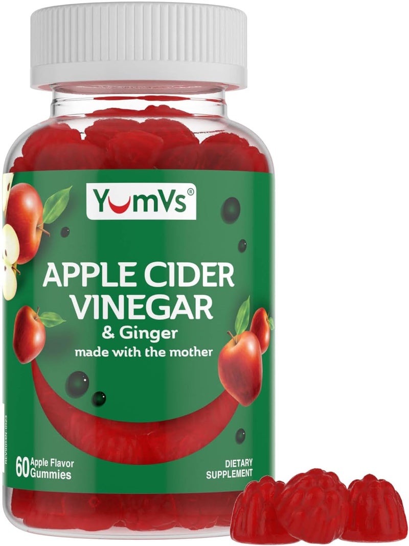 YumVs يوم في إس خل التفاح جومي  جومي خل التفاح مع الزنجبيل  الأم  يدعم الأيض والحيوية  العافية اليومية  نكهة التفاح الطبيعية  نباتي  غير معدّل وراثيًا  خالي من الغلوتين  جومي خل  60 حبة - Image 1