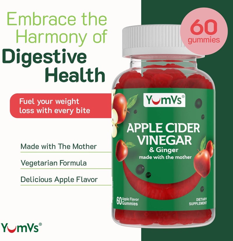 YumVs يوم في إس خل التفاح جومي  جومي خل التفاح مع الزنجبيل  الأم  يدعم الأيض والحيوية  العافية اليومية  نكهة التفاح الطبيعية  نباتي  غير معدّل وراثيًا  خالي من الغلوتين  جومي خل  60 حبة - Image 4