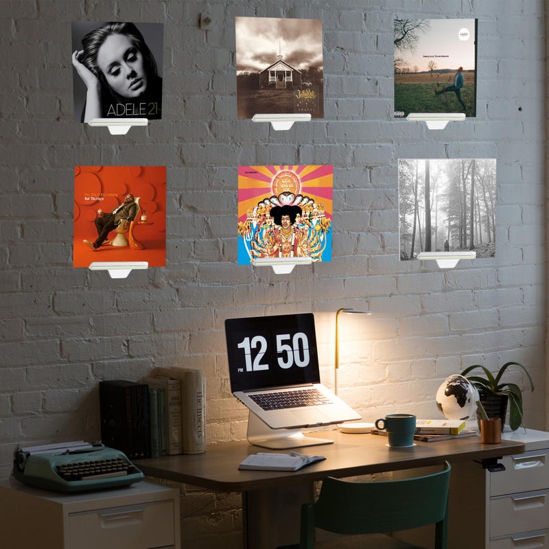 TERDEWE 10 Pack Clear vinyl holder wall 4 inch ,Glow in the dark , Wall Mount with fluorescent strip,Clear Album Holder for Vinyl Record DVD Photo Picture Makeup - Image 5