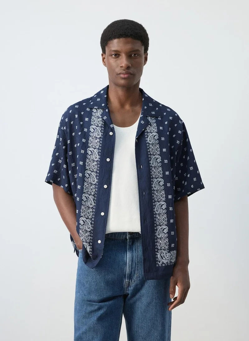 Mango Man Printed fluid regular-fit shirt