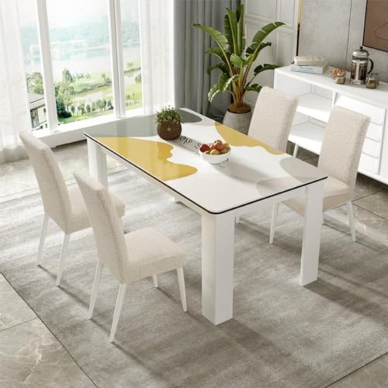 INFOSUN Dining Chair Slipcovers, Jacquard Parson Dining Room Chair Cover Set of 4, Stretch Fabric Chair Slipcover Removable Washable Chair Protector for Home, Restaurant, Kitchen- Pattern 2, Beige - Image 2
