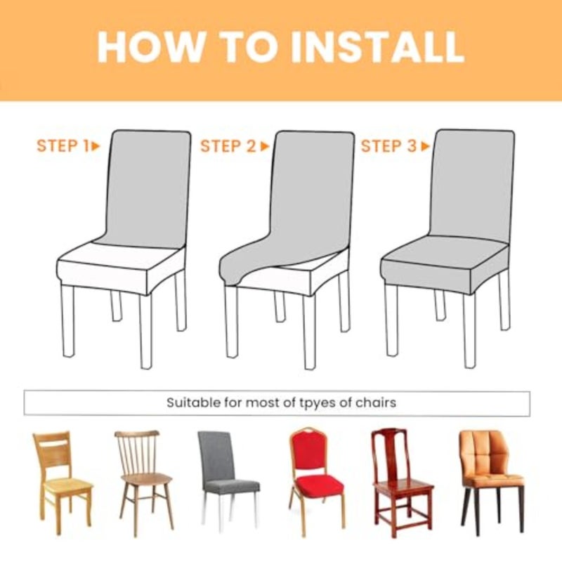 INFOSUN Dining Chair Slipcovers, Jacquard Parson Dining Room Chair Cover Set of 4, Stretch Fabric Chair Slipcover Removable Washable Chair Protector for Home, Restaurant, Kitchen- Pattern 2, Beige - Image 4