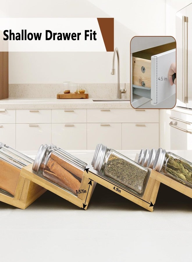 Jolfay Bamboo Spice Drawer Organizer Insert- 4 Tier Space Saving Spice Rack Organizer for Cabinet Drawer, Wooden Spice Rack Acacia Wood Spice Racks - Image 3