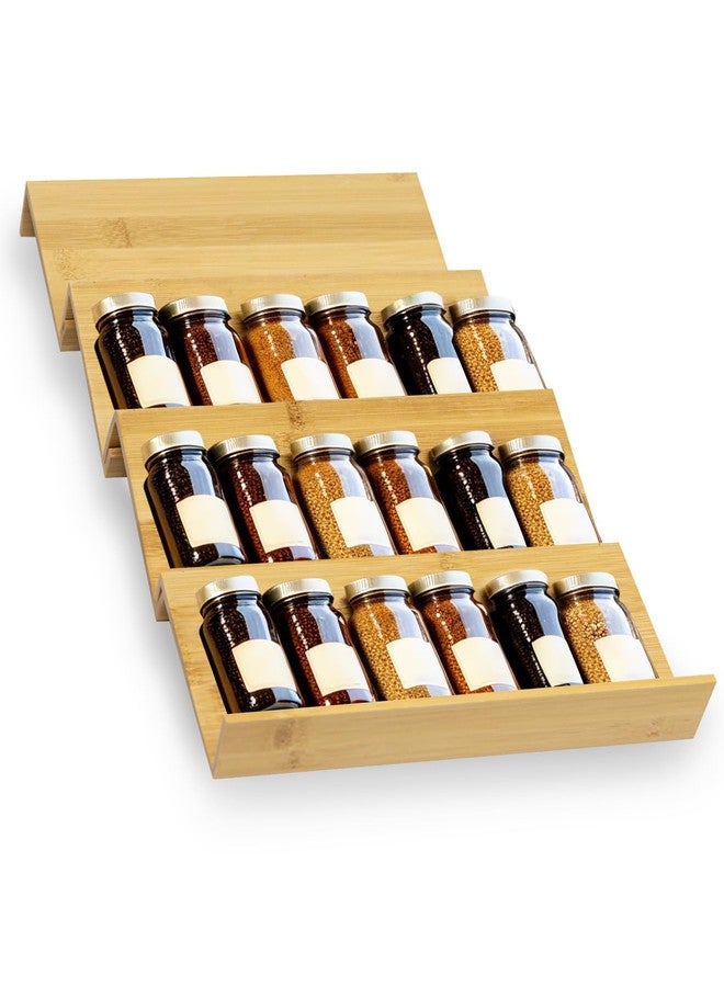 Jolfay Bamboo Spice Drawer Organizer Insert- 4 Tier Space Saving Spice Rack Organizer for Cabinet Drawer, Wooden Spice Rack Acacia Wood Spice Racks - Image 1