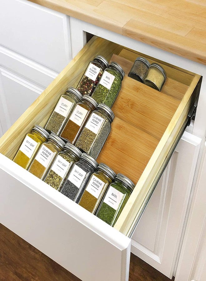 Jolfay Bamboo Spice Drawer Organizer Insert- 4 Tier Space Saving Spice Rack Organizer for Cabinet Drawer, Wooden Spice Rack Acacia Wood Spice Racks - Image 2