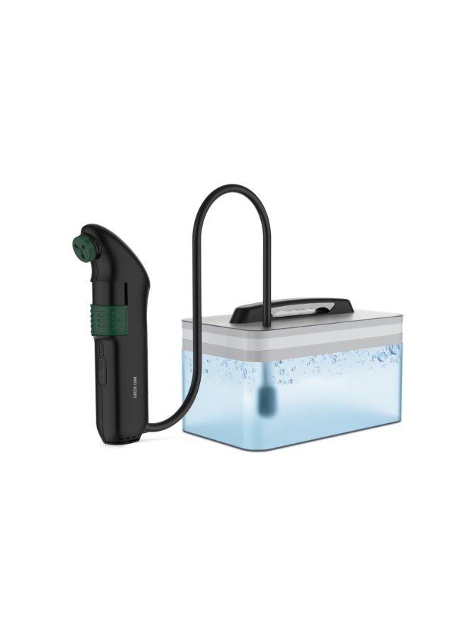 جرين ليون بيديه سفر محمول مع خزان / خزان مياه سعة 2.3 لتر وأنبوب مياه بطول 1.2 متر / فوهة قابلة للتعديل / يعمل لمدة 70 دقيقة / مقاوم للماء بدرجة IPX6 / تدفق بسرعتين - أسود - Image 1