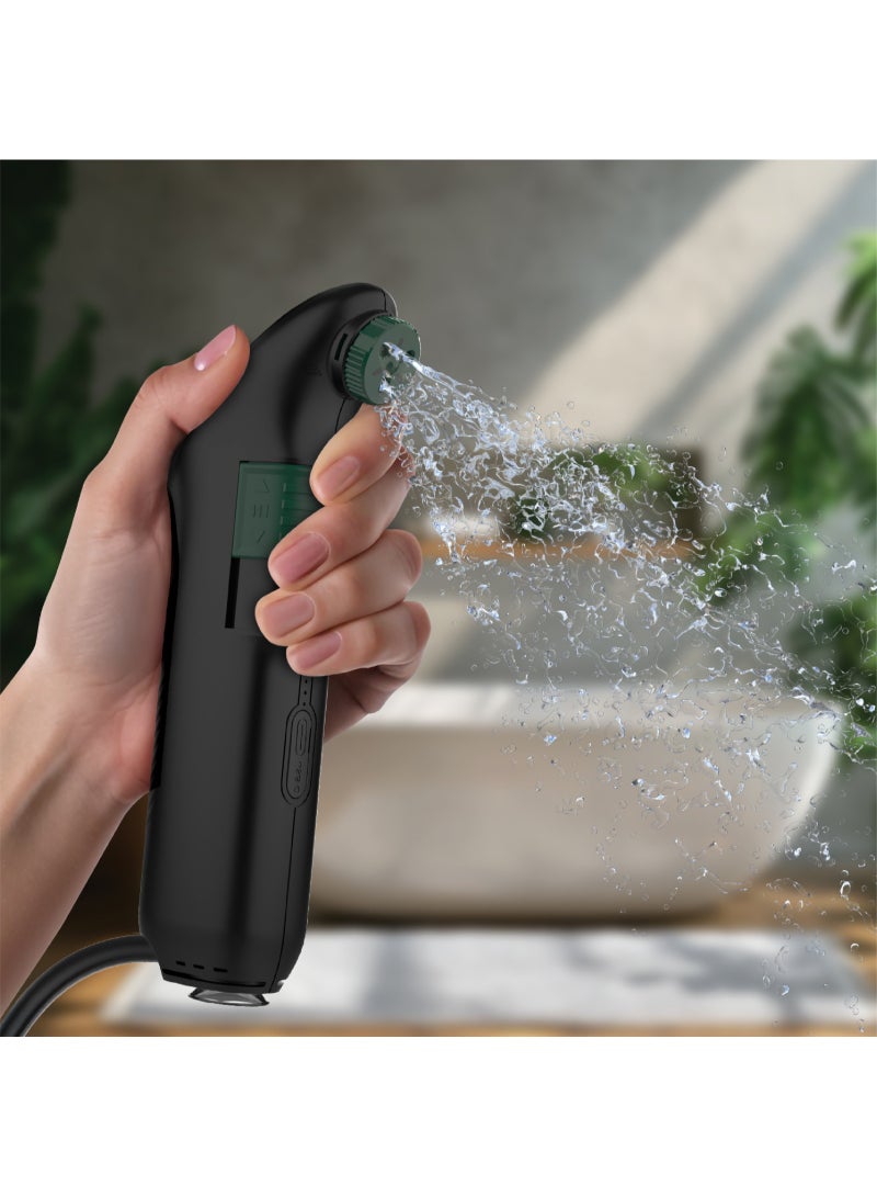 جرين ليون بيديه سفر محمول مع خزان / خزان مياه سعة 2.3 لتر وأنبوب مياه بطول 1.2 متر / فوهة قابلة للتعديل / يعمل لمدة 70 دقيقة / مقاوم للماء بدرجة IPX6 / تدفق بسرعتين - أسود - Image 2
