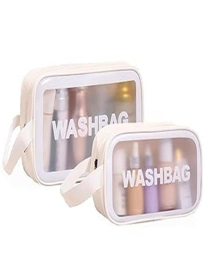 Keetly Premium Makeup Pouches Set for Women | Waterproof & Spacious Cosmetic Bags for Girls | Toiletry Storage Wash Bag | Travel Organizer for Bath Accessories & Grooming Kit (White) - Image 1