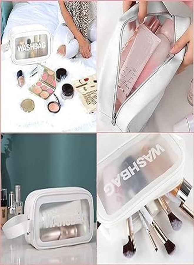 Keetly Premium Makeup Pouches Set for Women | Waterproof & Spacious Cosmetic Bags for Girls | Toiletry Storage Wash Bag | Travel Organizer for Bath Accessories & Grooming Kit (White) - Image 3