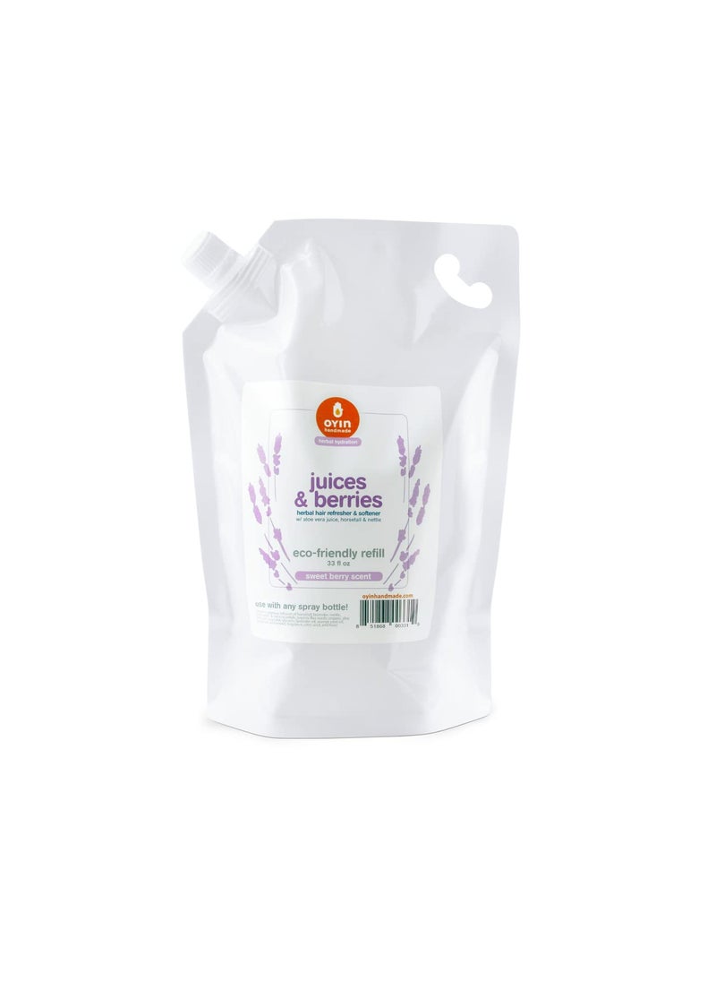 Oyin Handmade - Oyin Handmade Juices  Berries hydrating herbal leavein 1liter ecofriendly refill pouch - Image 1
