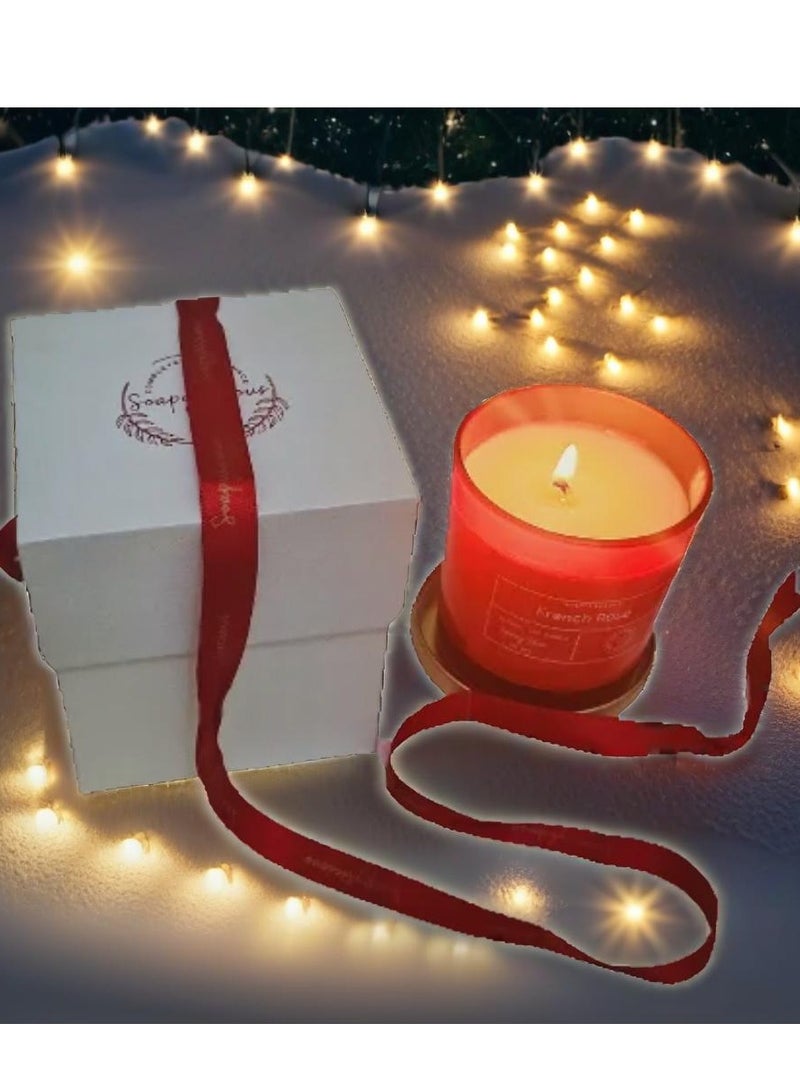 Soapylicious Soy Wax Candle – French Rose Aroma, 220g in Premium Gift-Ready Box | Handmade, Natural, Vegan for Home & Office - Image 1