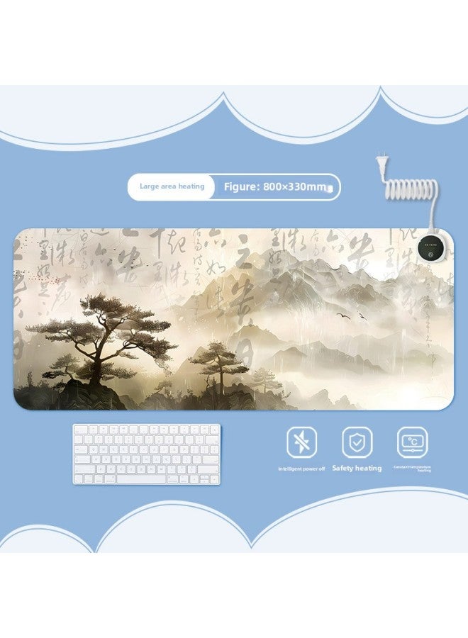 Ink Landscape Heating Heating Pad Warm Table Mat Office Computer Desktop Heating Mouse Pad-Color:700x330mm-Pattern:Jr-ink Scenery 119  - Image 1