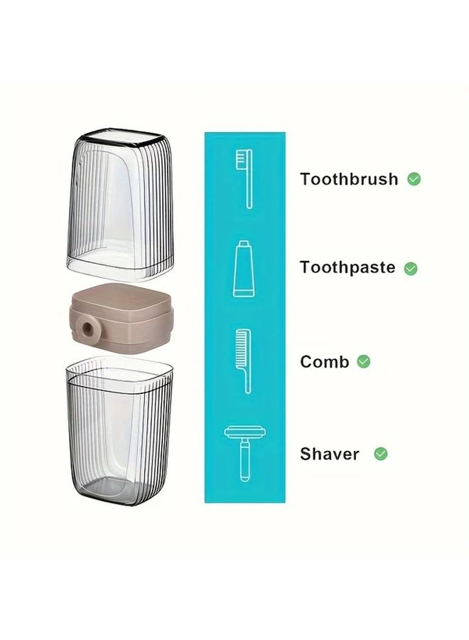 Toothbrush Box And Soap Box Set Portable 3 In 1 Travel Mouthwash Cup Retro Style - Image 4