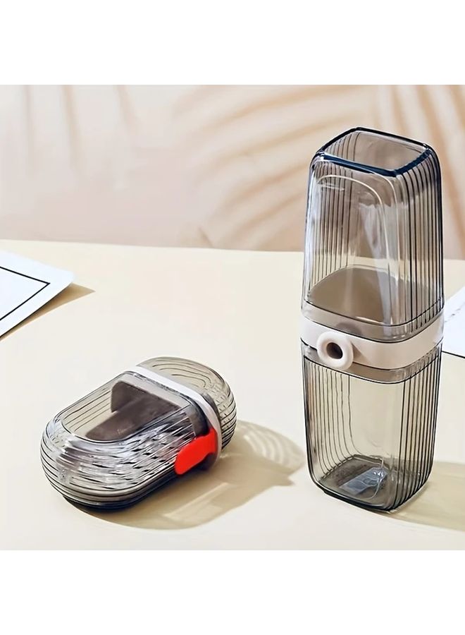 Toothbrush Box And Soap Box Set Portable 3 In 1 Travel Mouthwash Cup Retro Style - Image 2