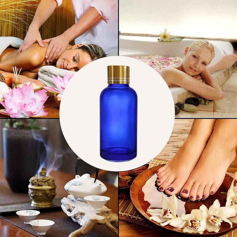 Devinez (Pack of 6) Multipurpose Refillable Blue Color Round Glass Bottle, 30 ml with Golden Cap and V Drop Nozzle for Cosmetics, Serum, Essential Oils, Blends, Skin Care, Travel, Toners & DIY - Image 3