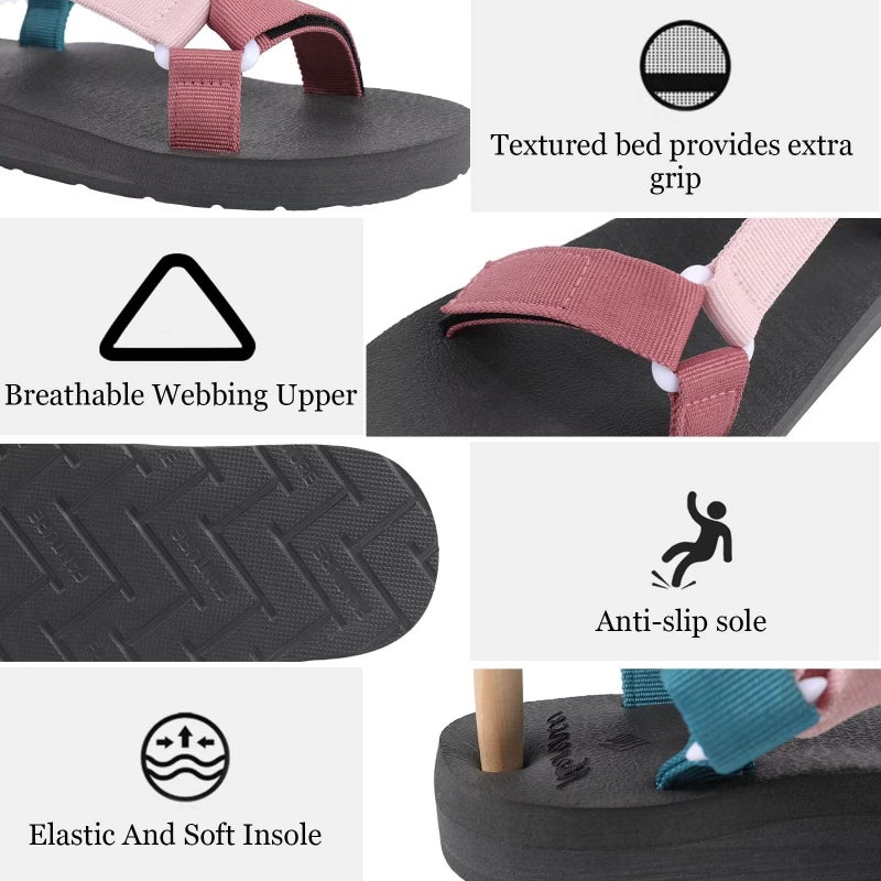 CIOR Women's Sport Sandals Hiking Sandals with Arch Support Yoga Mat Insole Outdoor Light Weight Water Shoes U121ZSLX100Z.ET-Blue.pink-39 - Image 4