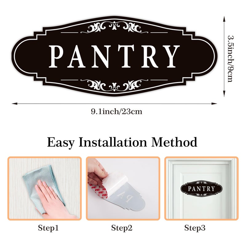 LUHIMO Pantry Door Sign Sticker for Kitchen, Self-adhesive Farmhouse Pantry Decor for Homeï¼ŒWaterproof Vinyl Food Storage Decals for House Area, Glass/Wooden Door, Restaurant ï¼ˆBlackï¼‰ - Image 2