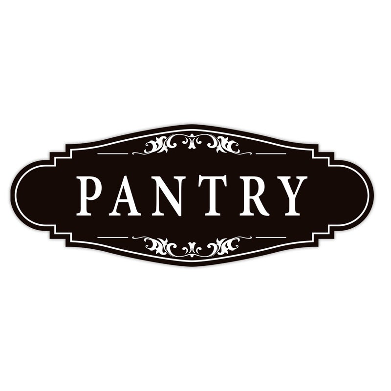 LUHIMO Pantry Door Sign Sticker for Kitchen, Self-adhesive Farmhouse Pantry Decor for Homeï¼ŒWaterproof Vinyl Food Storage Decals for House Area, Glass/Wooden Door, Restaurant ï¼ˆBlackï¼‰ - Image 1