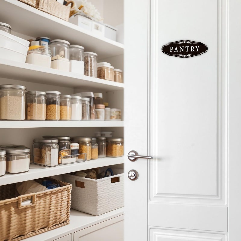 LUHIMO Pantry Door Sign Sticker for Kitchen, Self-adhesive Farmhouse Pantry Decor for Homeï¼ŒWaterproof Vinyl Food Storage Decals for House Area, Glass/Wooden Door, Restaurant ï¼ˆBlackï¼‰ - Image 5
