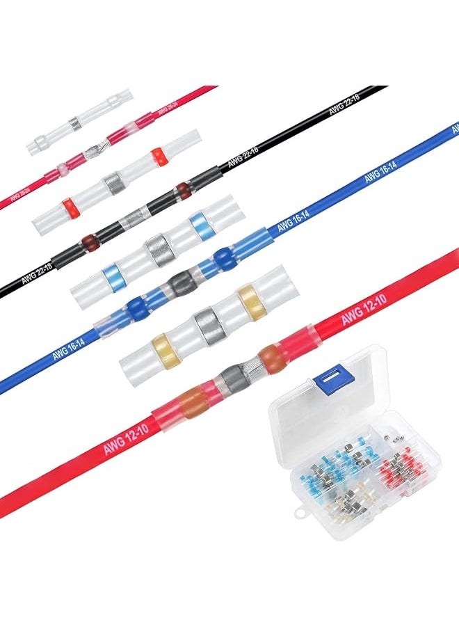 PROMASS promass 50 Pcs Solder Seal Wire Connectors,Heat Shrink Connectors Kit,Heat Shrink Butt Connectors,Electrical Wire Connectors Kit Electric Insulation Heat Shrink Tube Kit with Box (50)  - Image 1