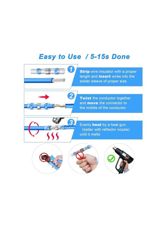 PROMASS promass 50 Pcs Solder Seal Wire Connectors,Heat Shrink Connectors Kit,Heat Shrink Butt Connectors,Electrical Wire Connectors Kit Electric Insulation Heat Shrink Tube Kit with Box (50)  - Image 4