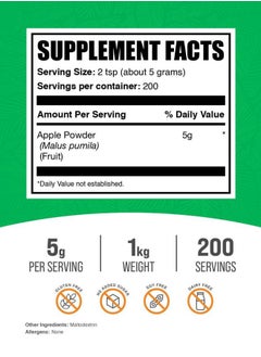 BULKSUPPLEMENTS.COM .com Apple Powder - Apple Fruit Powder, Superfood for Digestive Support - Natural & Gluten Free, 5g per Serving, 1kg (2.2 lbs) (Pack of 1)  - Image 2