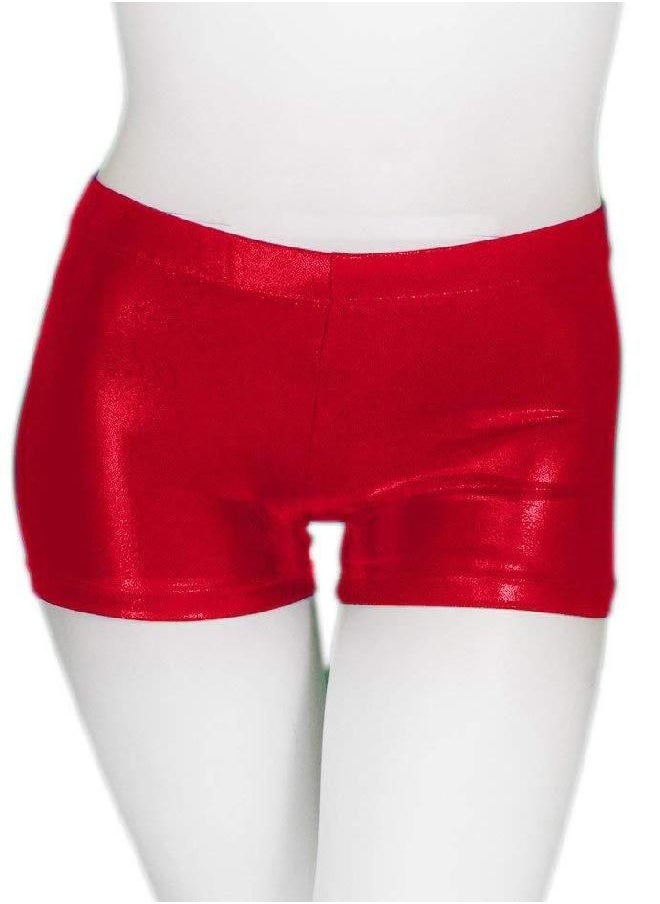 zizi ZIZI Little Big Girls Sparkle Dance Tumbling Athletic Gymnastics Red Short,120CM(6X-7Years)  - Image 2
