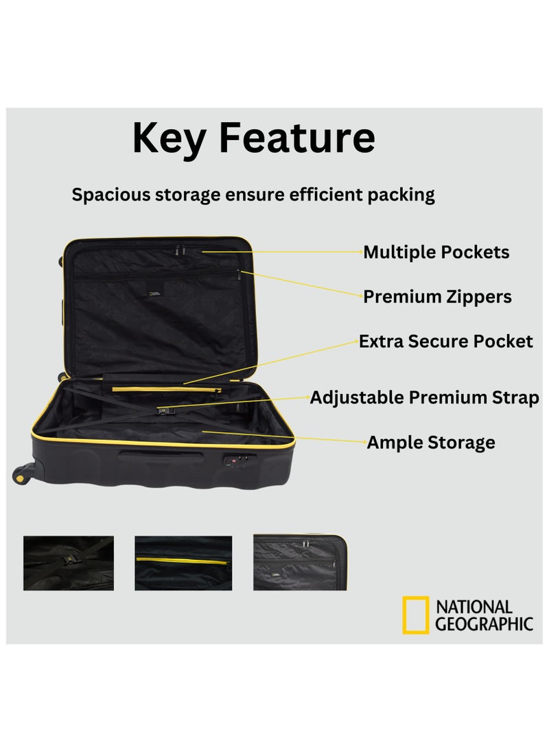 NATIONAL GEOGRAPHIC National Geographic Arete ABS Hard Case Suitcase Set Black, Durable Lightweight Travel Luggage, 4 Wheel 3pcs Trolley Bag with TSA Combination Lock (20+24+28 Inch).  - Image 3