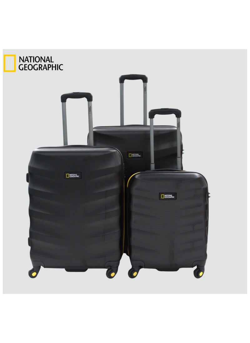 NATIONAL GEOGRAPHIC National Geographic Arete ABS Hard Case Suitcase Set Black, Durable Lightweight Travel Luggage, 4 Wheel 3pcs Trolley Bag with TSA Combination Lock (20+24+28 Inch).  - Image 2