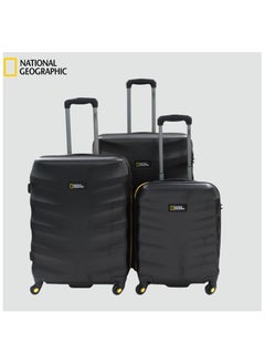 NATIONAL GEOGRAPHIC National Geographic Arete ABS Hard Case Suitcase Set Black, Durable Lightweight Travel Luggage, 4 Wheel 3pcs Trolley Bag with TSA Combination Lock (20+24+28 Inch).  - Image 2
