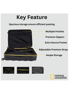 NATIONAL GEOGRAPHIC National Geographic Arete ABS Hard Case Suitcase Set Black, Durable Lightweight Travel Luggage, 4 Wheel 3pcs Trolley Bag with TSA Combination Lock (20+24+28 Inch).  - Image 3