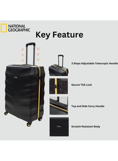 NATIONAL GEOGRAPHIC National Geographic Arete ABS Hard Case Suitcase Set Black, Durable Lightweight Travel Luggage, 4 Wheel 3pcs Trolley Bag with TSA Combination Lock (20+24+28 Inch).  - Image 4
