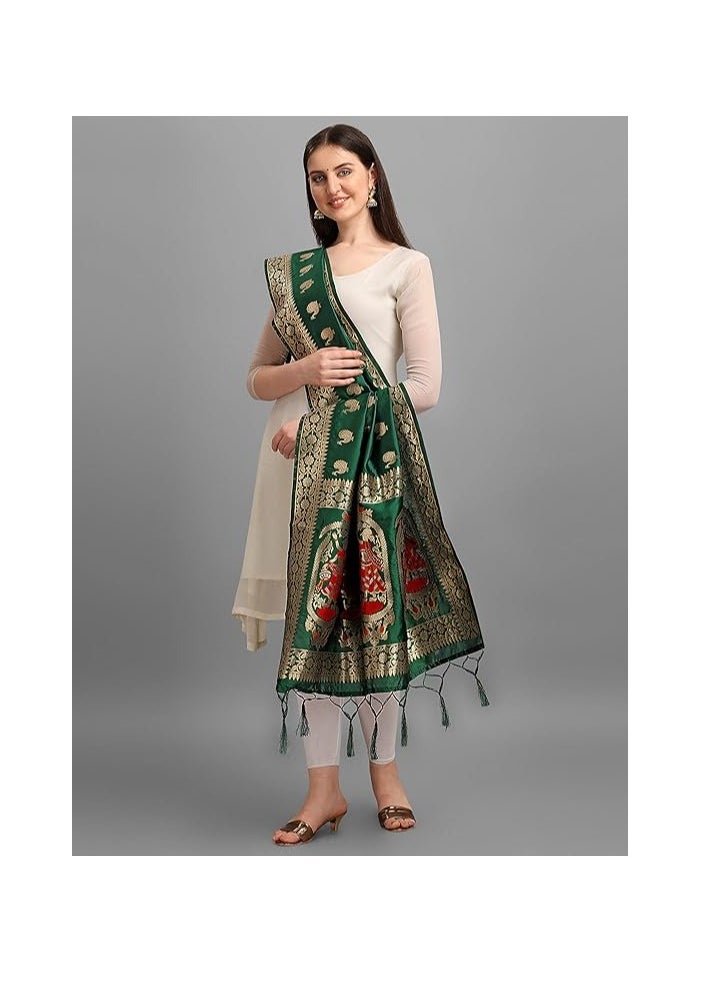 Accessorize Kingdom Women's Banarasi Silk Zari Dupatta/Chunni – 1 Meter Width, 2.5 Meter Length  - Image 3