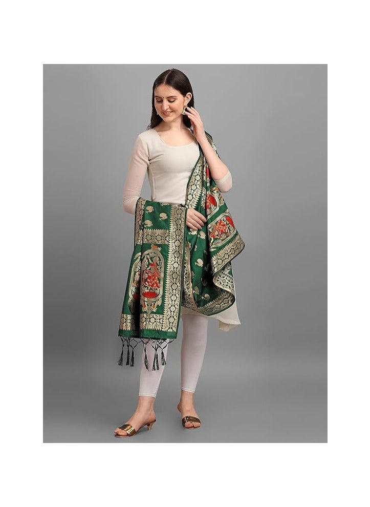 Accessorize Kingdom Women's Banarasi Silk Zari Dupatta/Chunni – 1 Meter Width, 2.5 Meter Length  - Image 4
