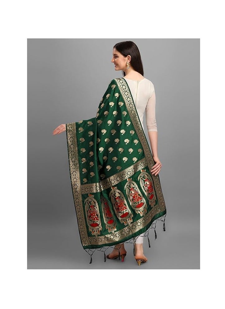 Accessorize Kingdom Women's Banarasi Silk Zari Dupatta/Chunni – 1 Meter Width, 2.5 Meter Length  - Image 5