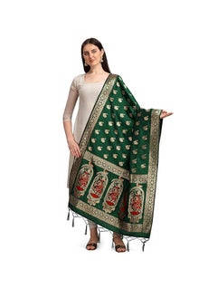 مملكة الإكسسوارات وشاح باناراسي الحريري زاري/تشوني للسيدات - عرض 1 متر، طول 2.5 متر  - Image 1