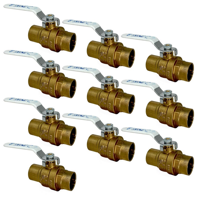 PROCURU 10Pack PROCURU 34Inch Sweat CxC Heavy Duty Brass Ball Valve Full Port 600 WOG LF Certified Safe 3BC07510P - Image 2